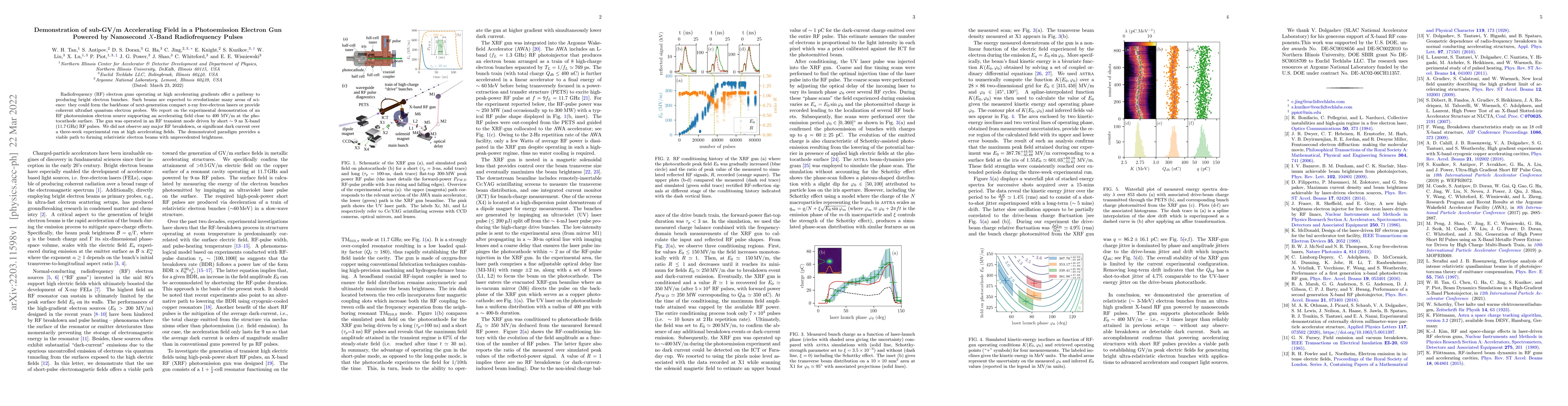 Thumbnail for Demonstration of sub-GV/m Accelerating Field in a Photoemission Electron
  Gun Powered by Nanosecond $X$-Band Radiofrequency Pulses