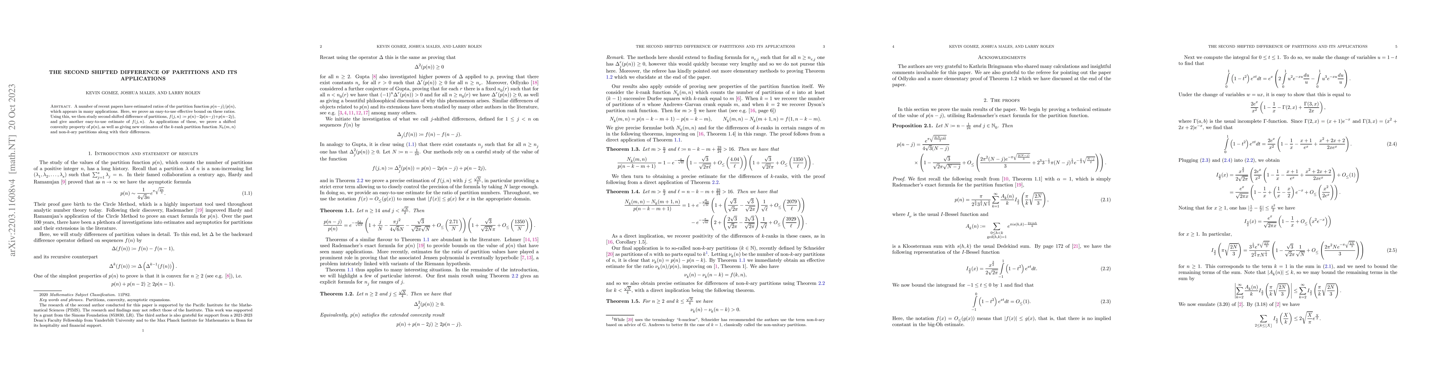 Thumbnail for The second shifted difference of partitions and its applications