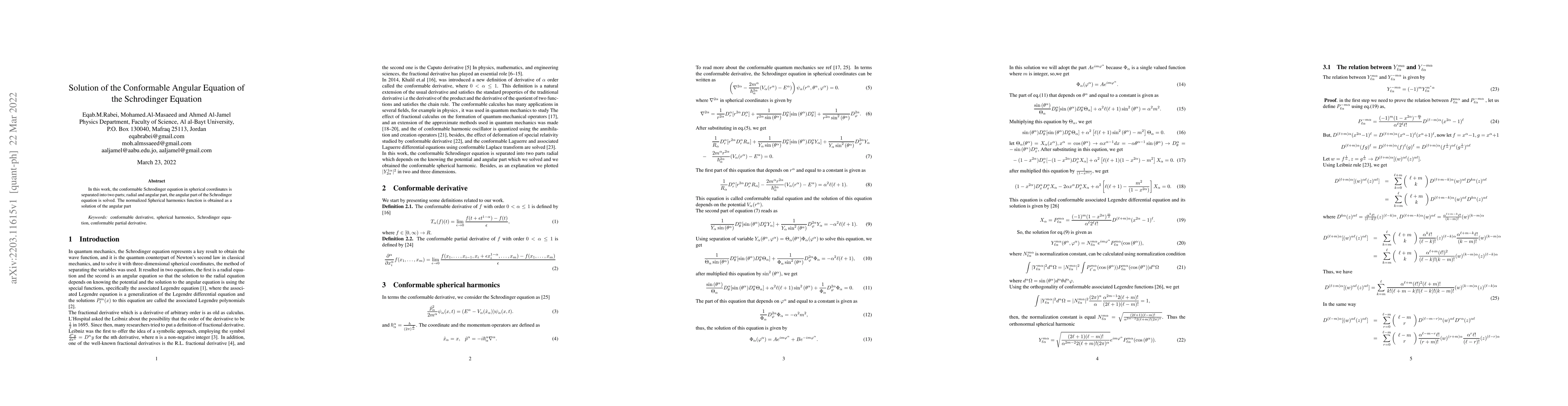 Thumbnail for Solution of the Conformable Angular Equation of the Schrodinger Equation
