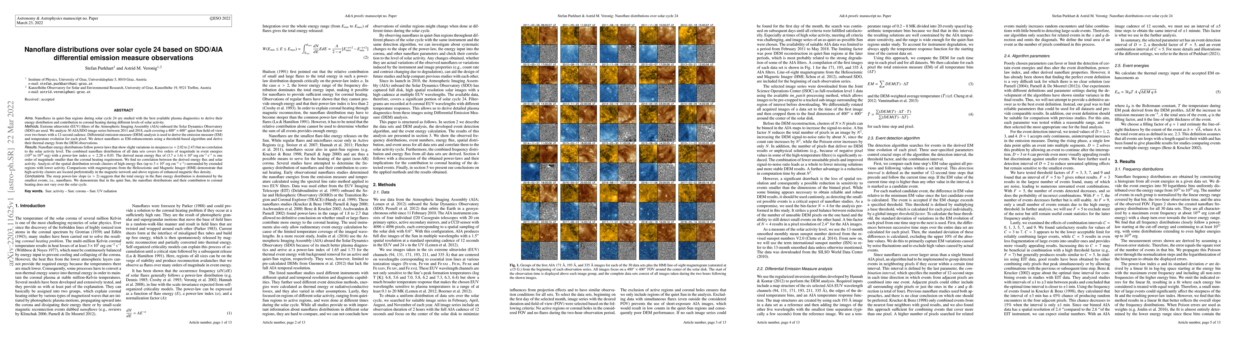 Thumbnail for Nanoflare distributions over solar cycle 24 based on SDO/AIA
  differential emission measure observations
