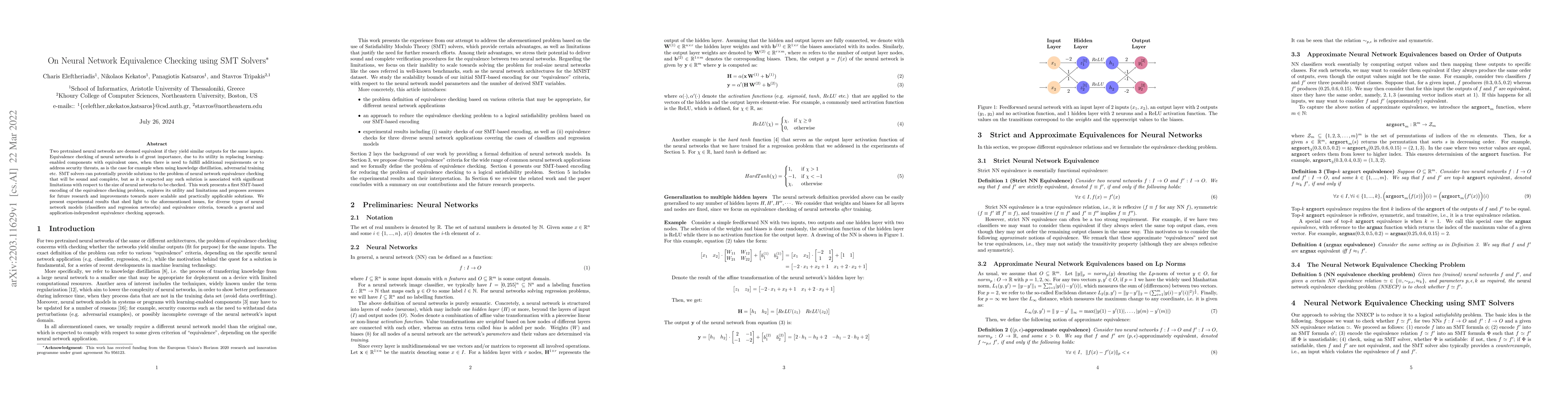 Thumbnail for On Neural Network Equivalence Checking using SMT Solvers