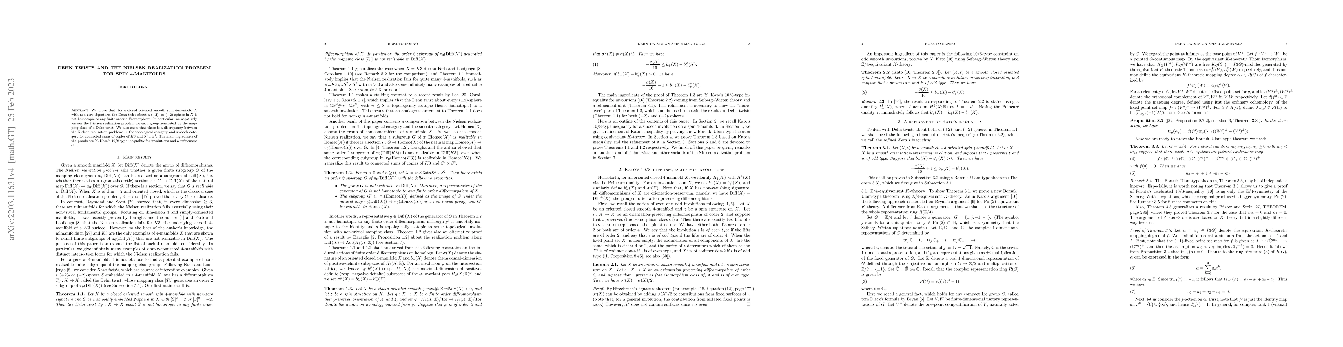 Thumbnail for Dehn twists and the Nielsen realization problem for spin 4-manifolds