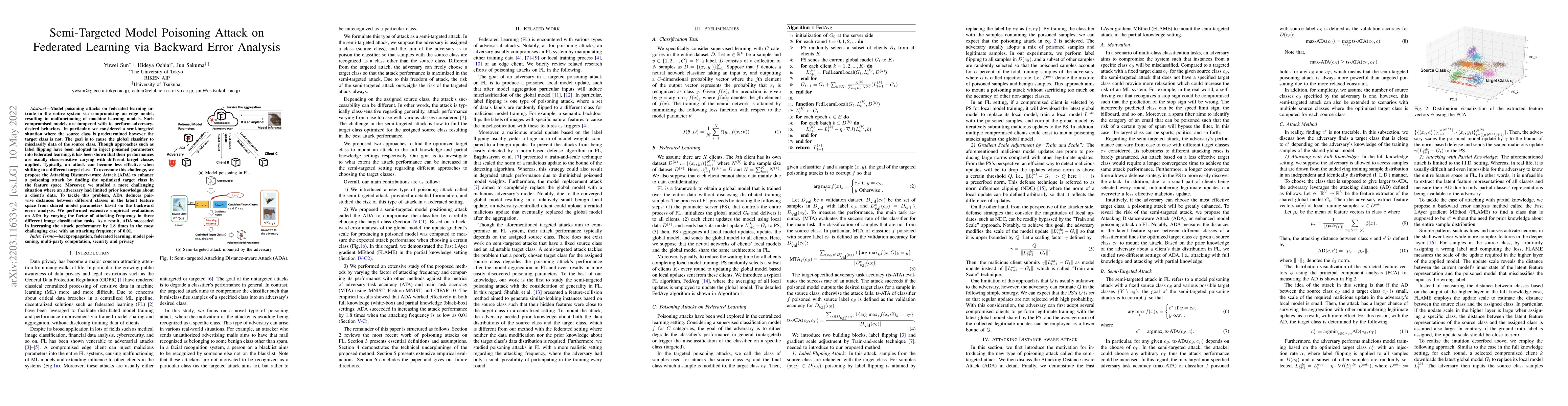 Thumbnail for Semi-Targeted Model Poisoning Attack on Federated Learning via Backward
  Error Analysis