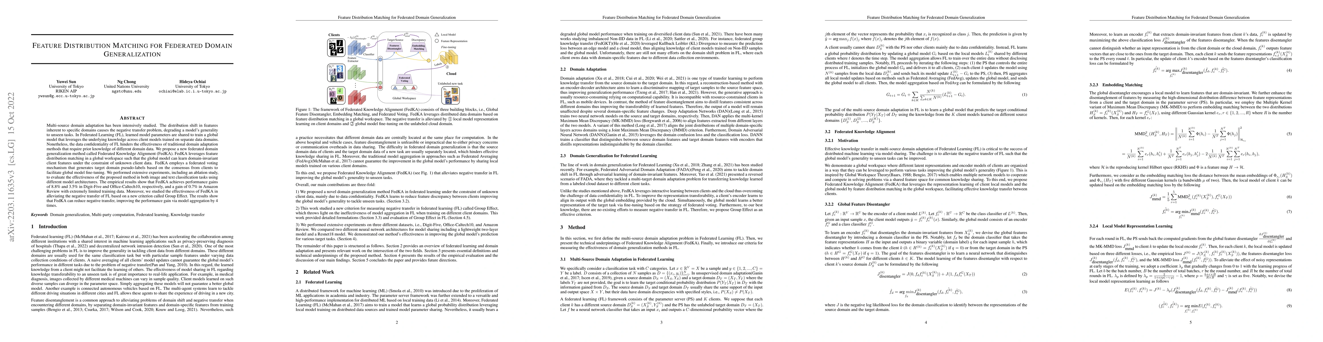 Thumbnail for Feature Distribution Matching for Federated Domain Generalization