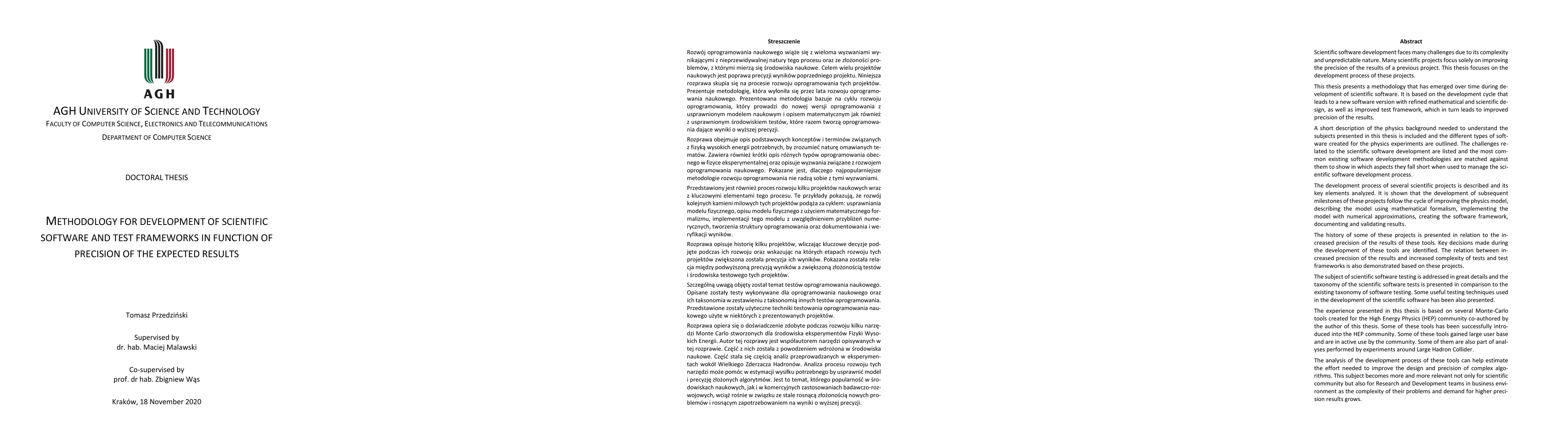 Thumbnail for Methodology for development of scientific software and test frameworks
  in function of precision of the expected results