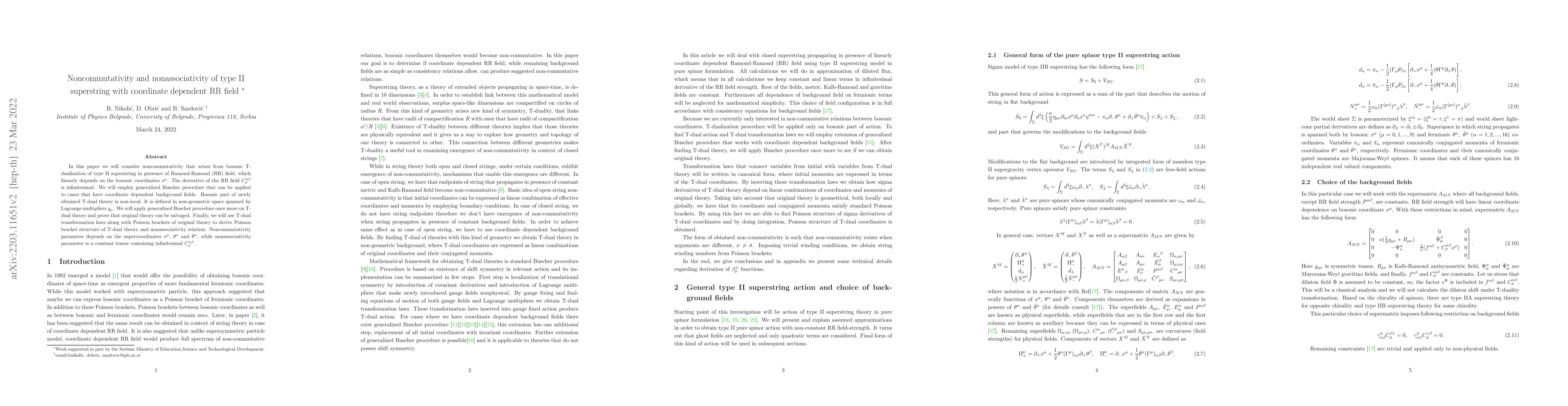 Thumbnail for Noncommutativity and nonassociativity of type II superstring with
  coordinate dependent RR field