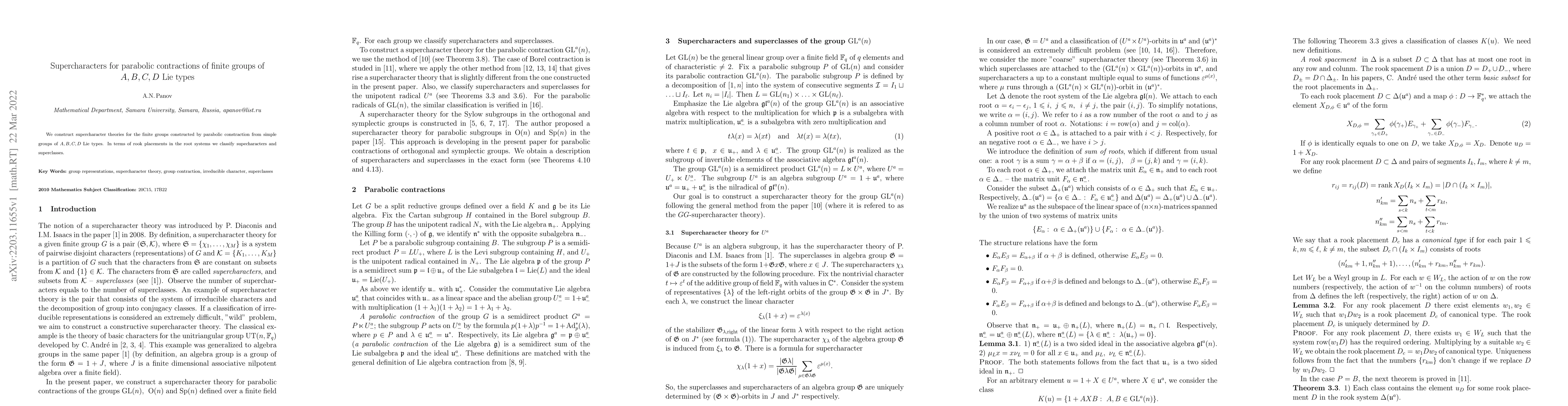 Thumbnail for Supercharacters for parabolic contractions of finite groups of A,B,C,D
  Lie types