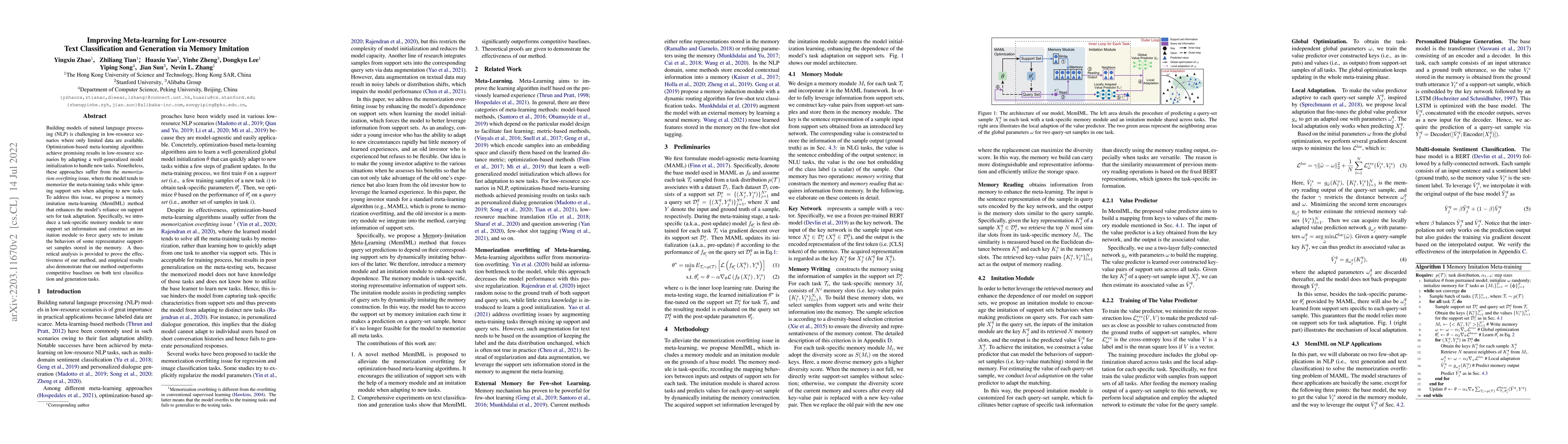 Thumbnail for Improving Meta-learning for Low-resource Text Classification and
  Generation via Memory Imitation