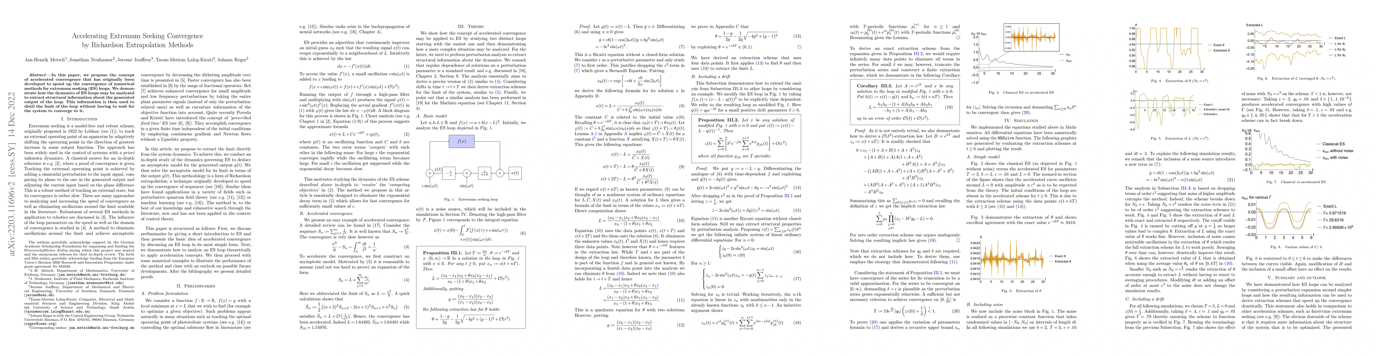 Thumbnail for Accelerating Extremum Seeking Convergence by Richardson Extrapolation
  Methods