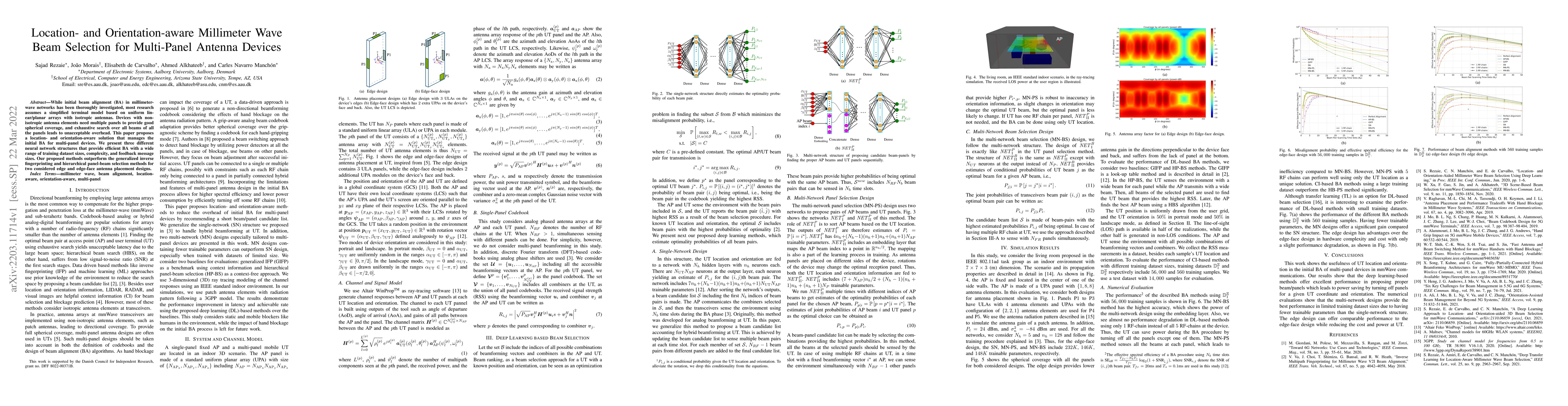 Thumbnail for Location- and Orientation-aware Millimeter Wave Beam Selection for
  Multi-Panel Antenna Devices