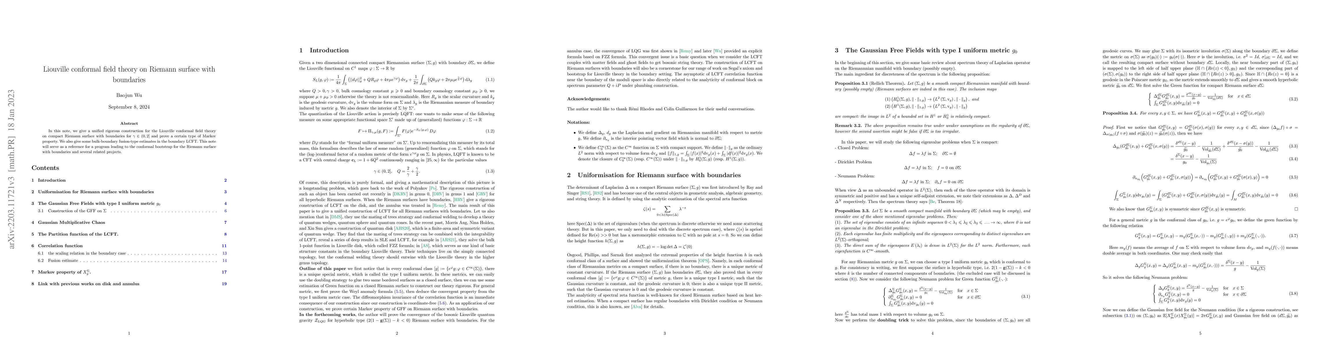 Thumbnail for Liouville conformal field theory on Riemann surface with boundaries