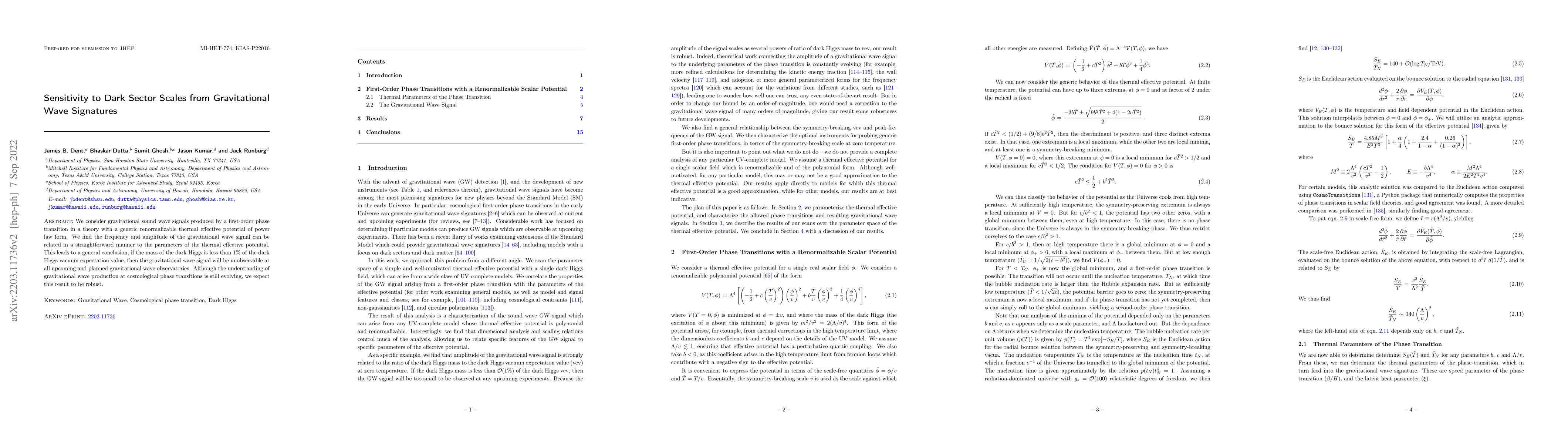 Thumbnail for Sensitivity to Dark Sector Scales from Gravitational Wave Signatures