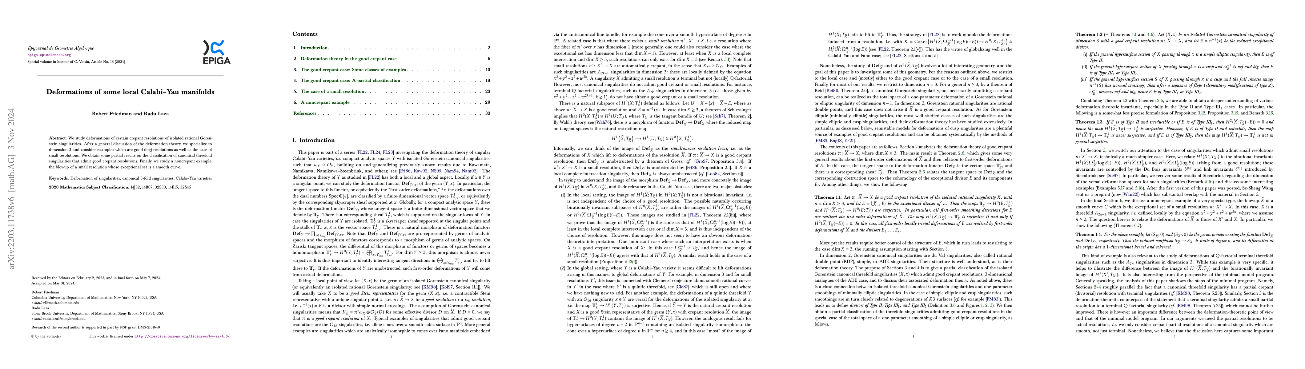 Thumbnail for Deformations of some local Calabi-Yau manifolds