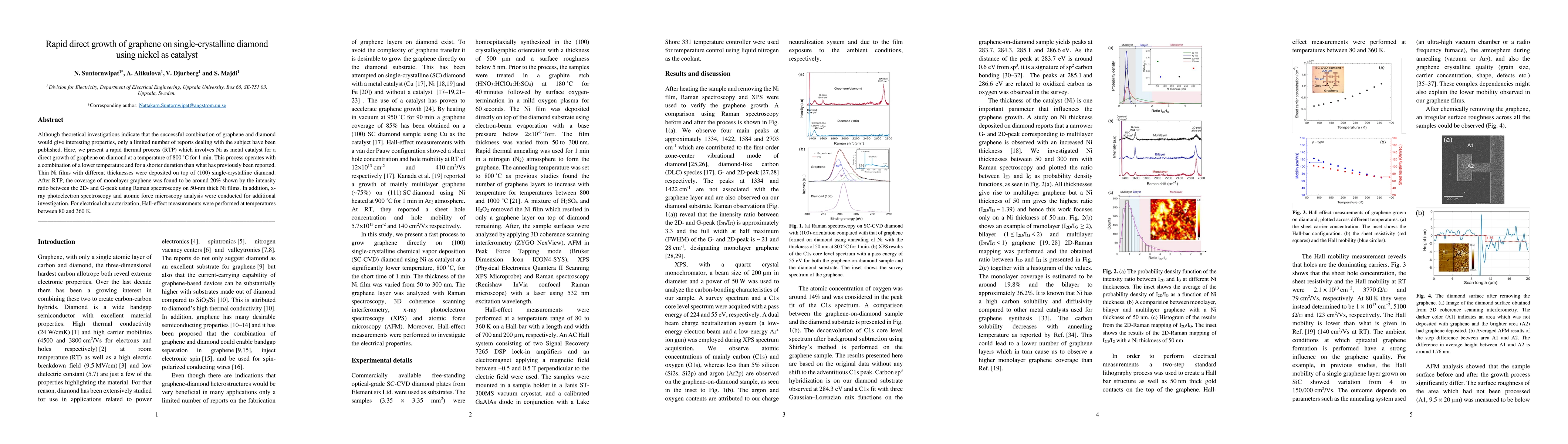 Thumbnail for Rapid direct growth of graphene on single-crystalline diamond using
  nickel as catalyst