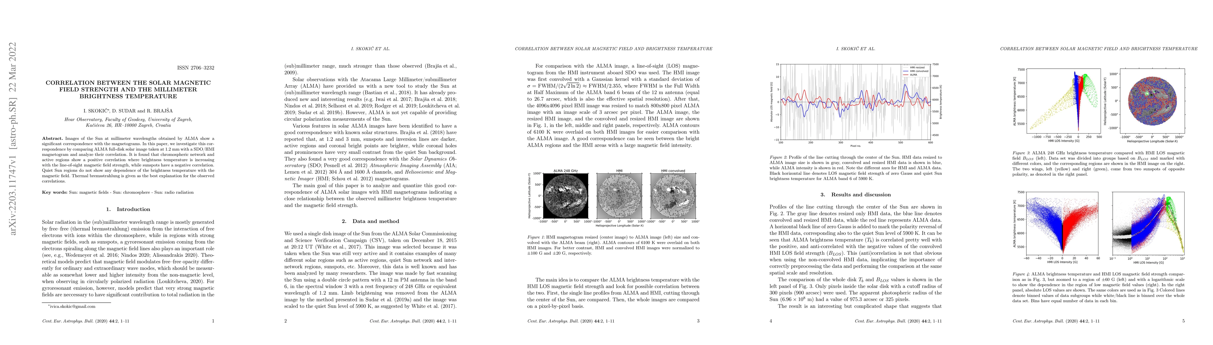 Thumbnail for Correlation between the solar magnetic field strength and the millimeter
  brightness temperature