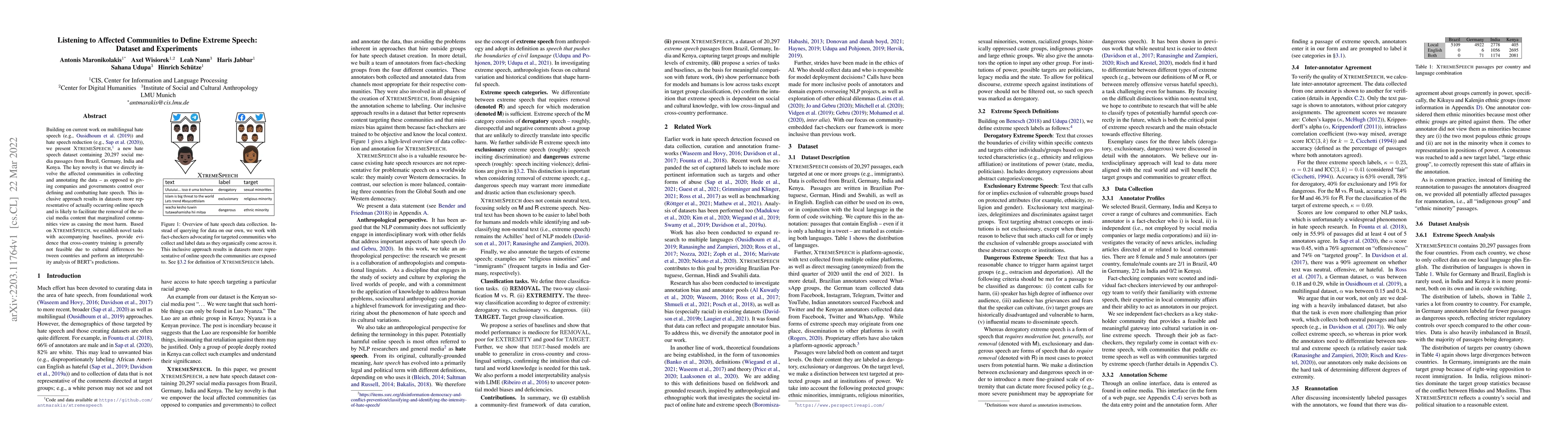 Thumbnail for Listening to Affected Communities to Define Extreme Speech: Dataset and
  Experiments