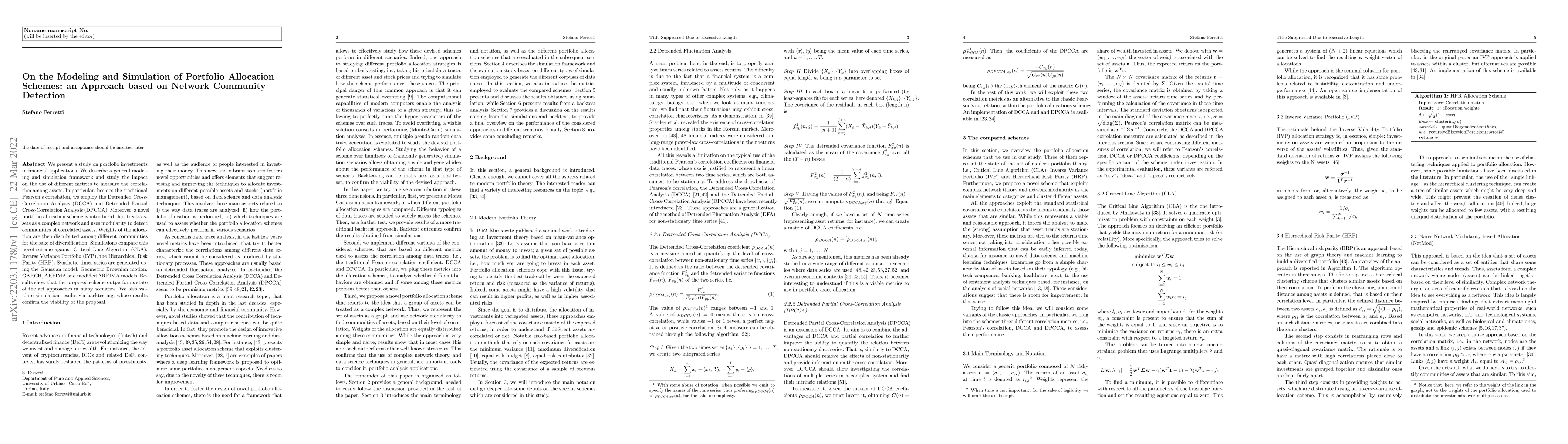 Thumbnail for On the Modeling and Simulation of Portfolio Allocation Schemes: an
  Approach based on Network Community Detection
