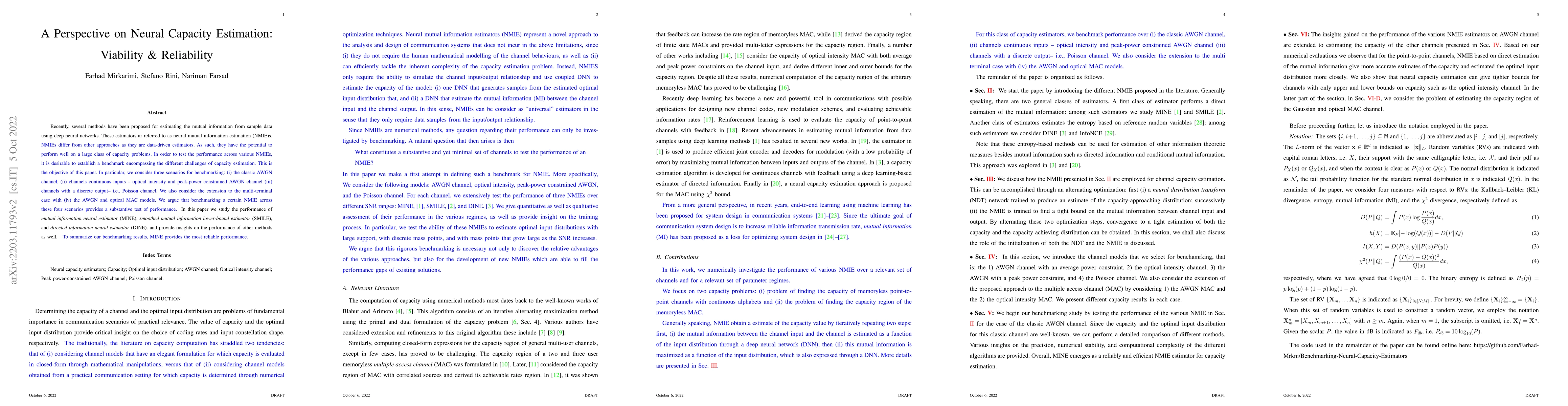 Thumbnail for A Perspective on Neural Capacity Estimation: Viability and Reliability