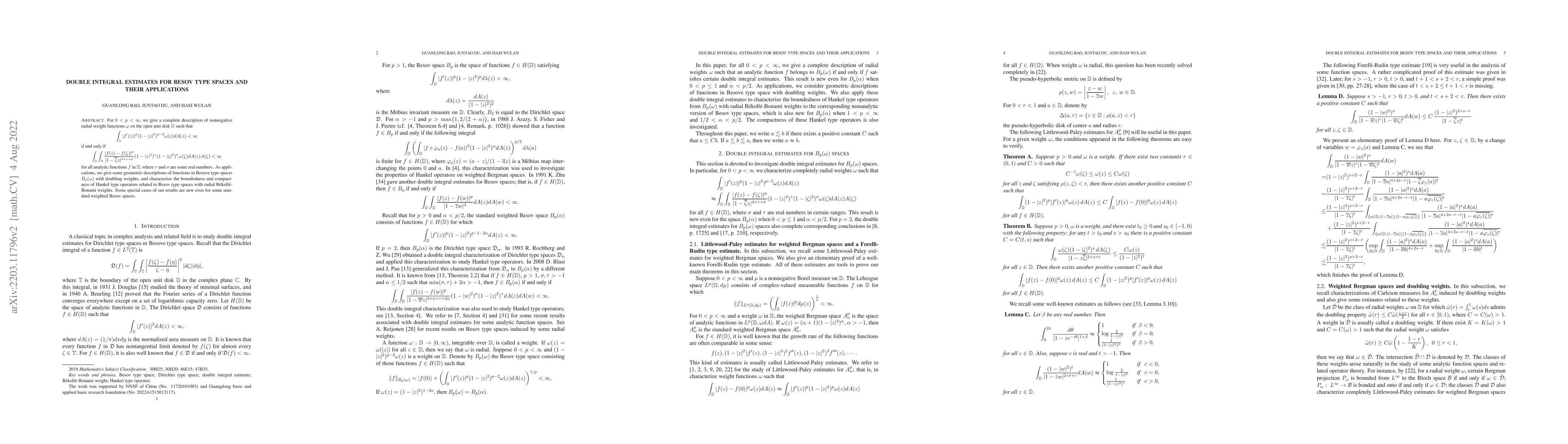 Thumbnail for Double integral estimates for Besov type spaces and their applications