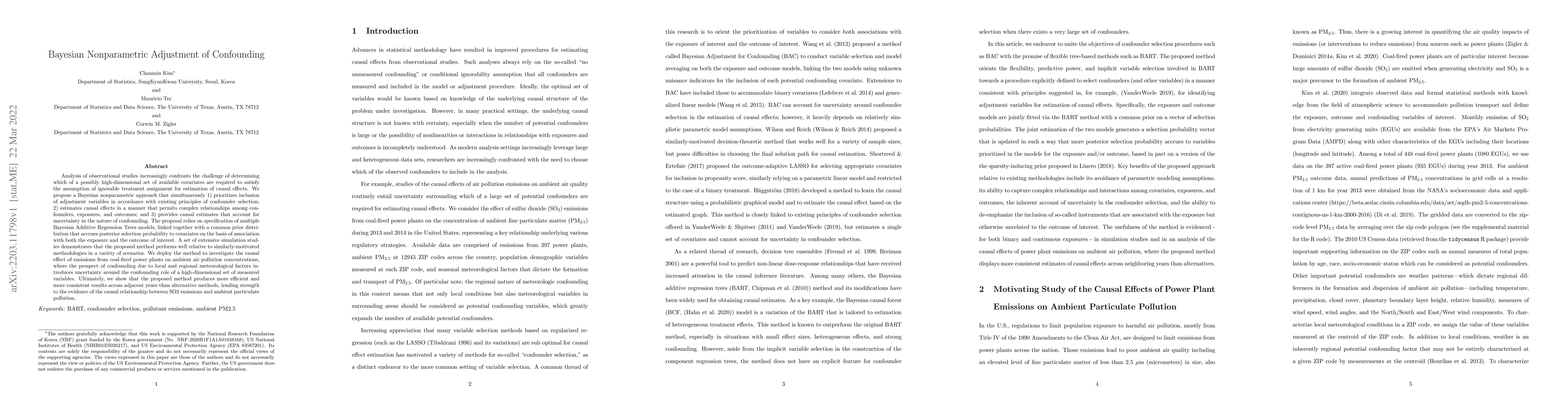 Thumbnail for Bayesian Nonparametric Adjustment of Confounding