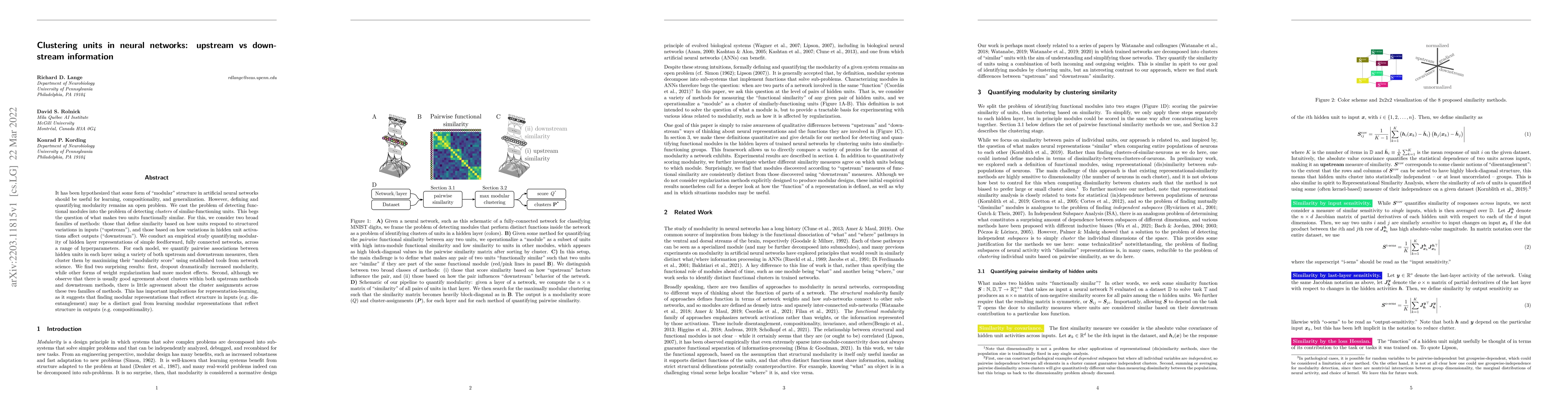 Thumbnail for Clustering units in neural networks: upstream vs downstream information