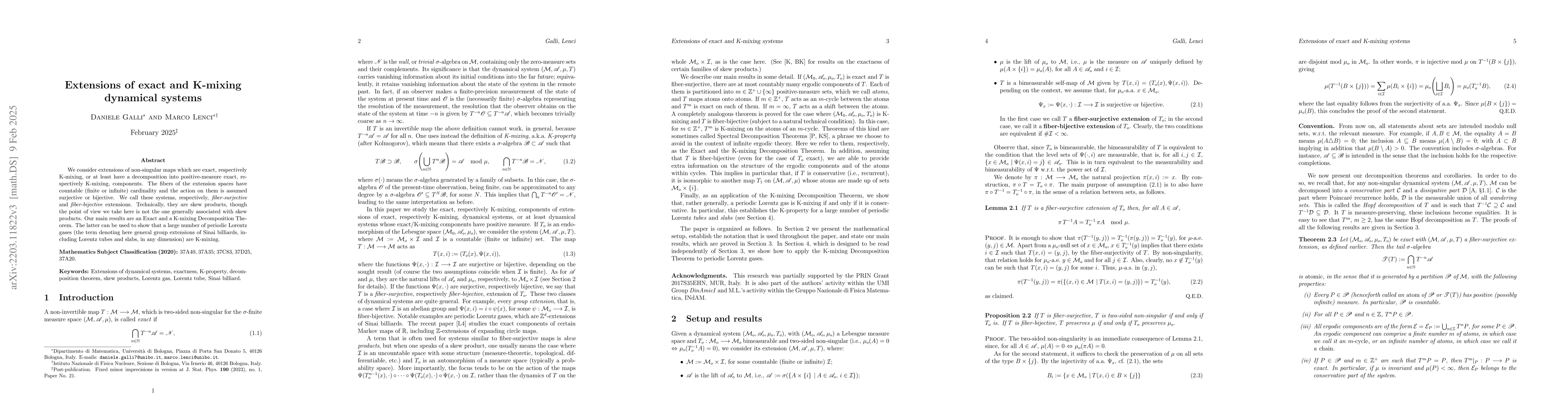 Thumbnail for Extensions of exact and K-mixing dynamical systems