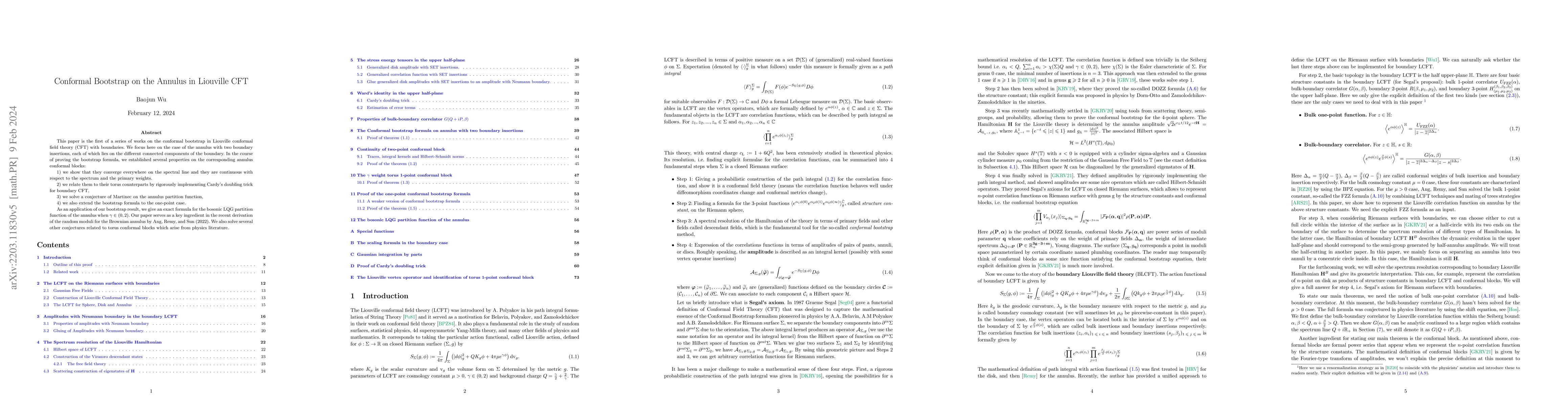 Thumbnail for Conformal Bootstrap on the Annulus in Liouville CFT
