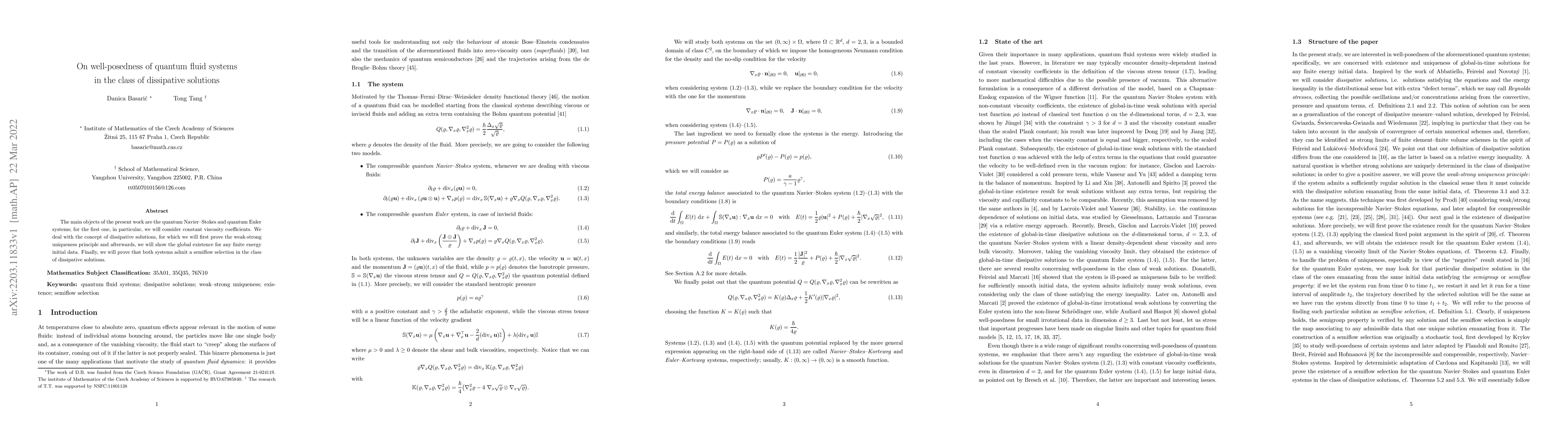 Thumbnail for On well-posedness of quantum fluid systems in the class of dissipative
  solutions