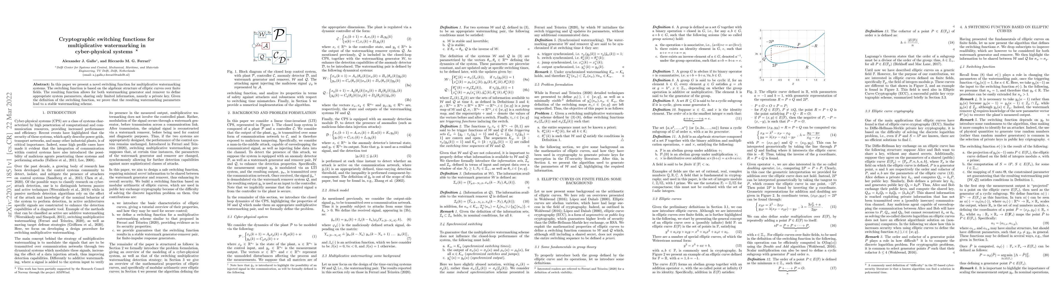 Thumbnail for Cryptographic switching functions for multiplicative watermarking in
  cyber-physical systems