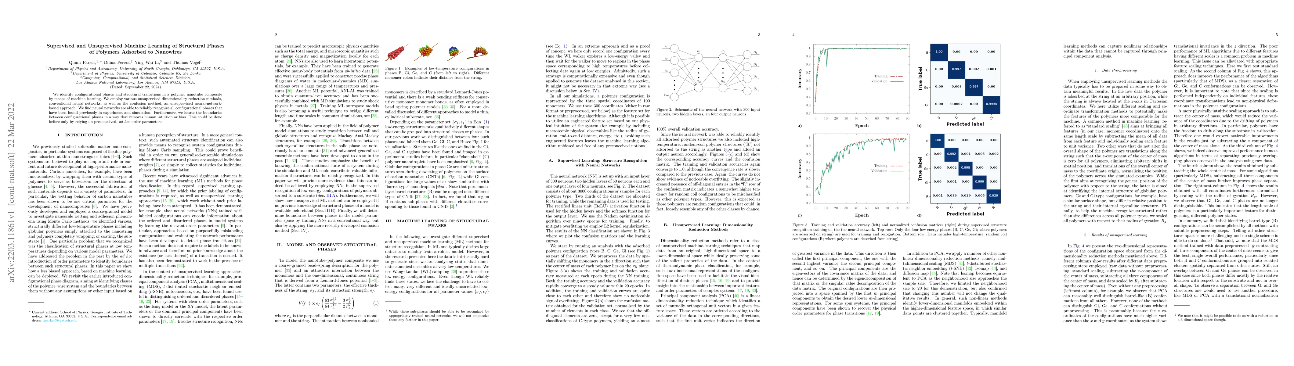 Thumbnail for Supervised and Unsupervised Machine Learning of Structural Phases of
  Polymers Adsorbed to Nanowires