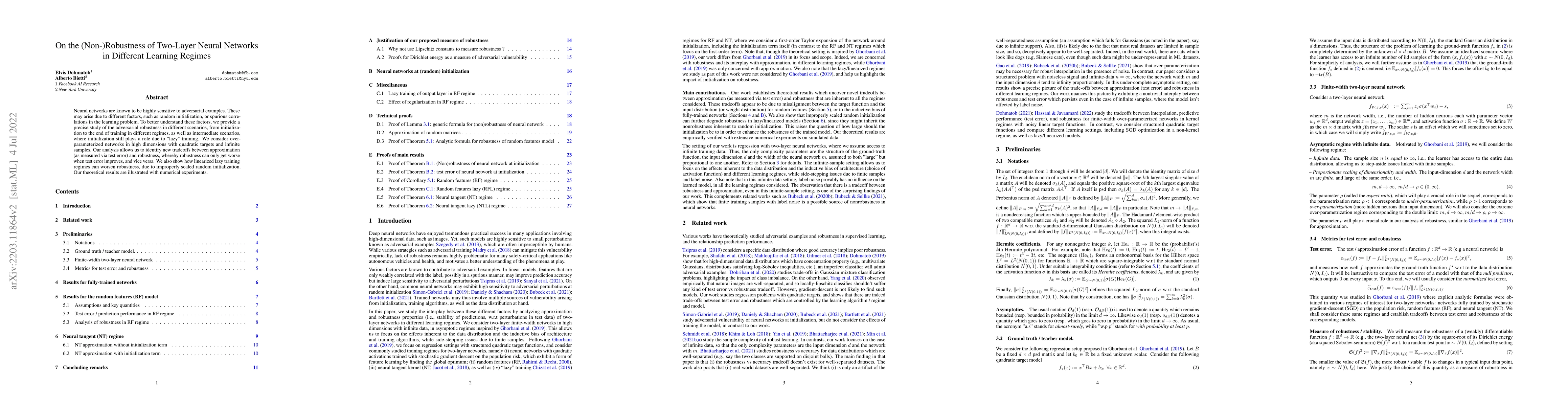 Thumbnail for On the (Non-)Robustness of Two-Layer Neural Networks in Different
  Learning Regimes