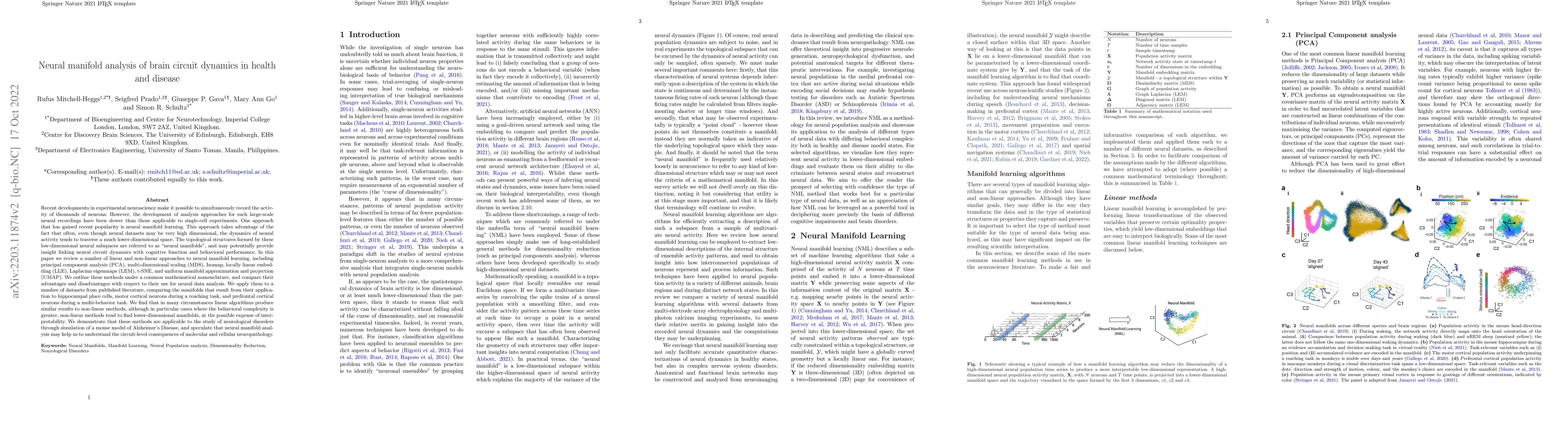 Thumbnail for Neural manifold analysis of brain circuit dynamics in health and disease