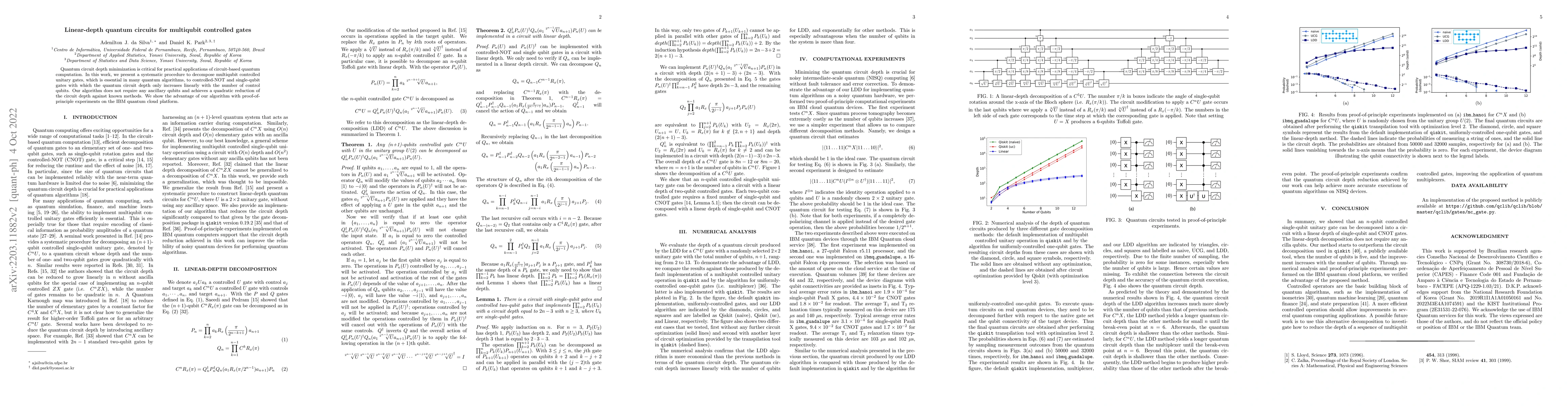 Thumbnail for Linear-depth quantum circuits for multiqubit controlled gates