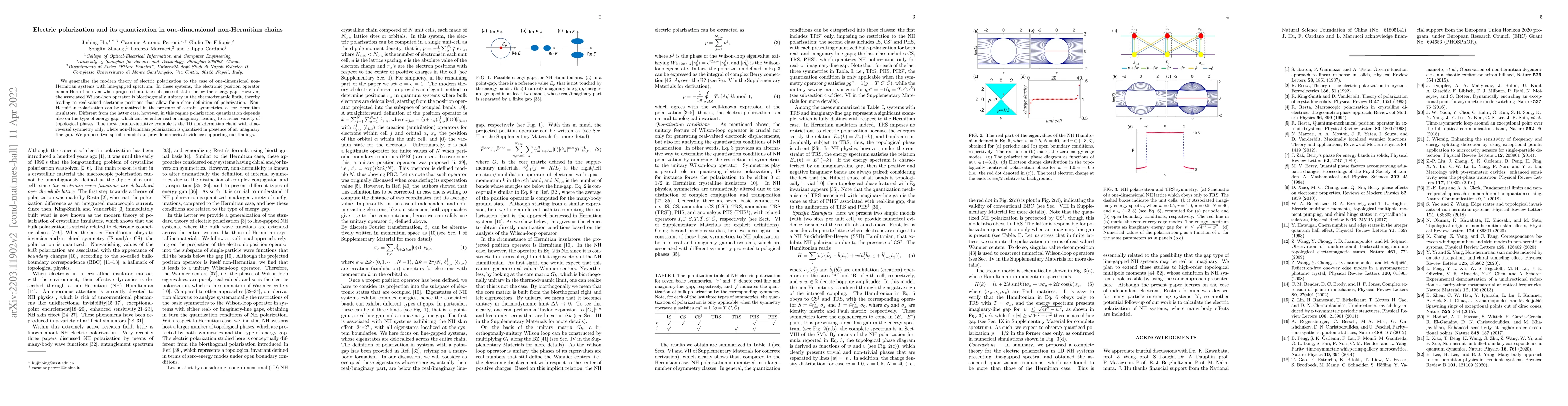 Thumbnail for Electric polarization and its quantization in one-dimensional
  non-Hermitian chains