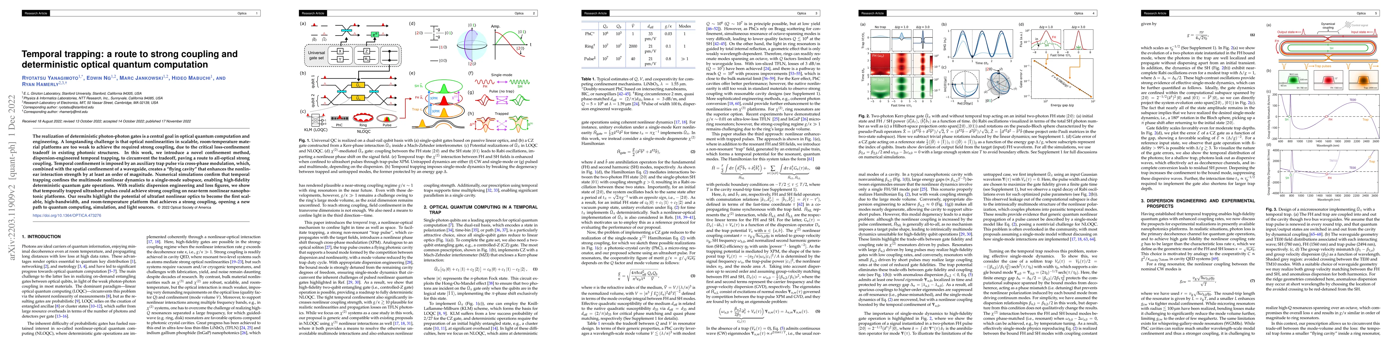 Thumbnail for Temporal trapping: a route to strong coupling and deterministic optical
  quantum computation
