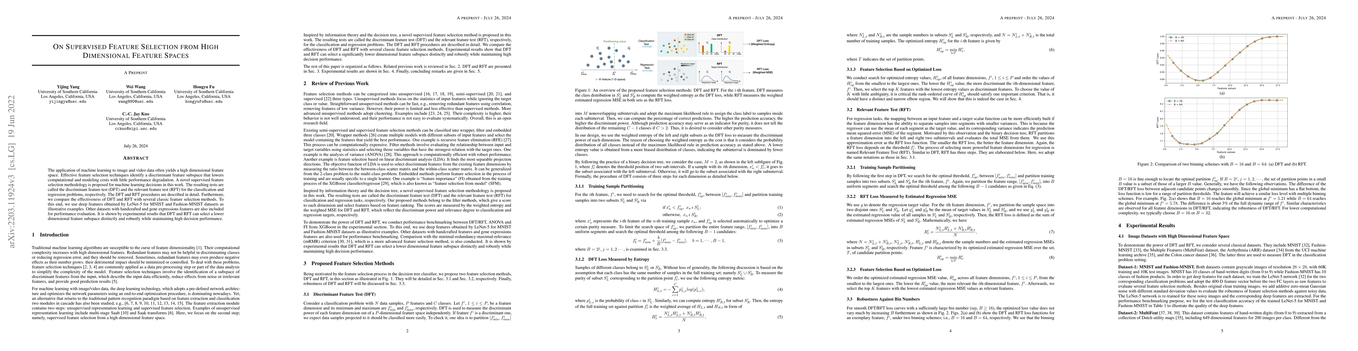 Thumbnail for On Supervised Feature Selection from High Dimensional Feature Spaces