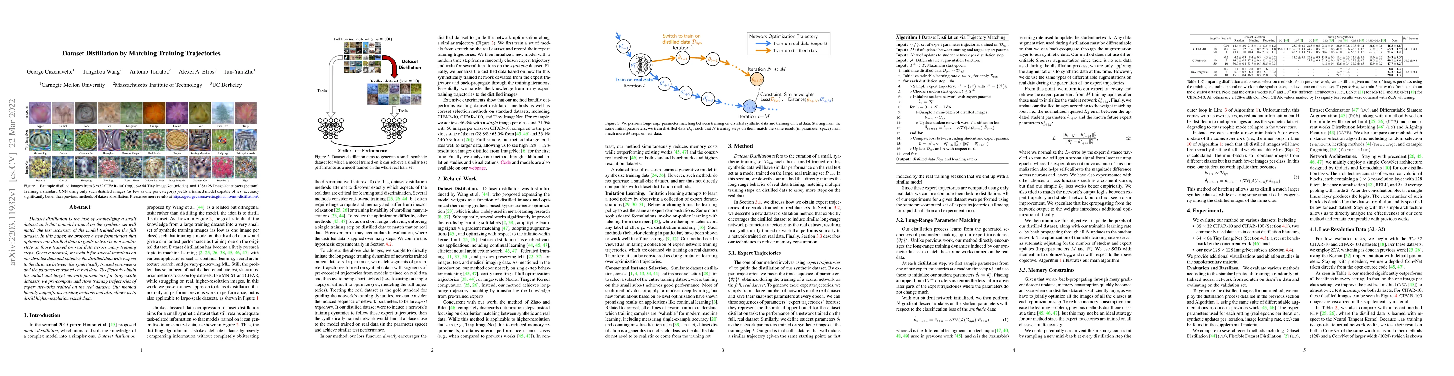 Thumbnail for Dataset Distillation by Matching Training Trajectories