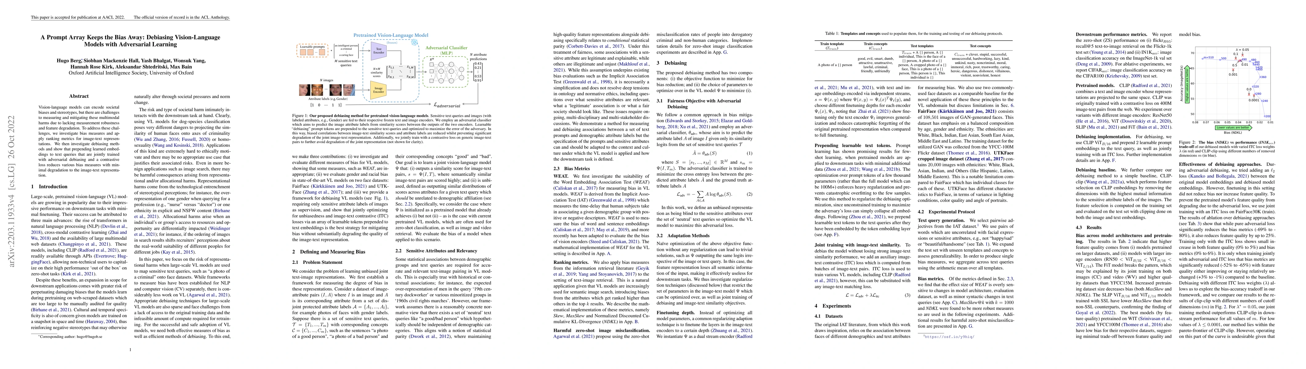 Thumbnail for A Prompt Array Keeps the Bias Away: Debiasing Vision-Language Models
  with Adversarial Learning