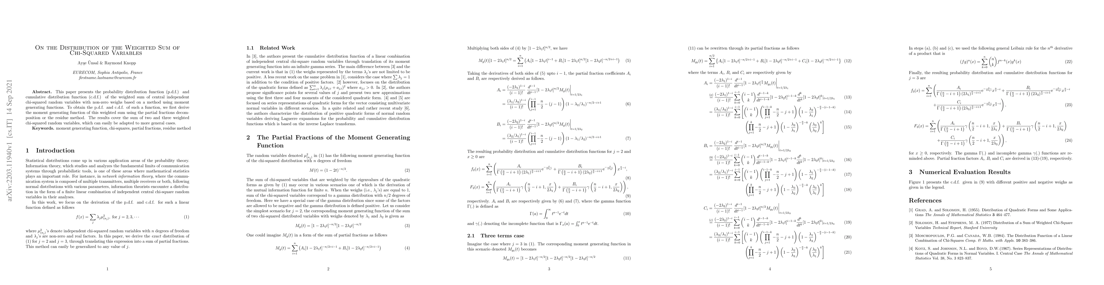 Thumbnail for On the Distribution of the Weighted Sum of Chi-Squared Variables