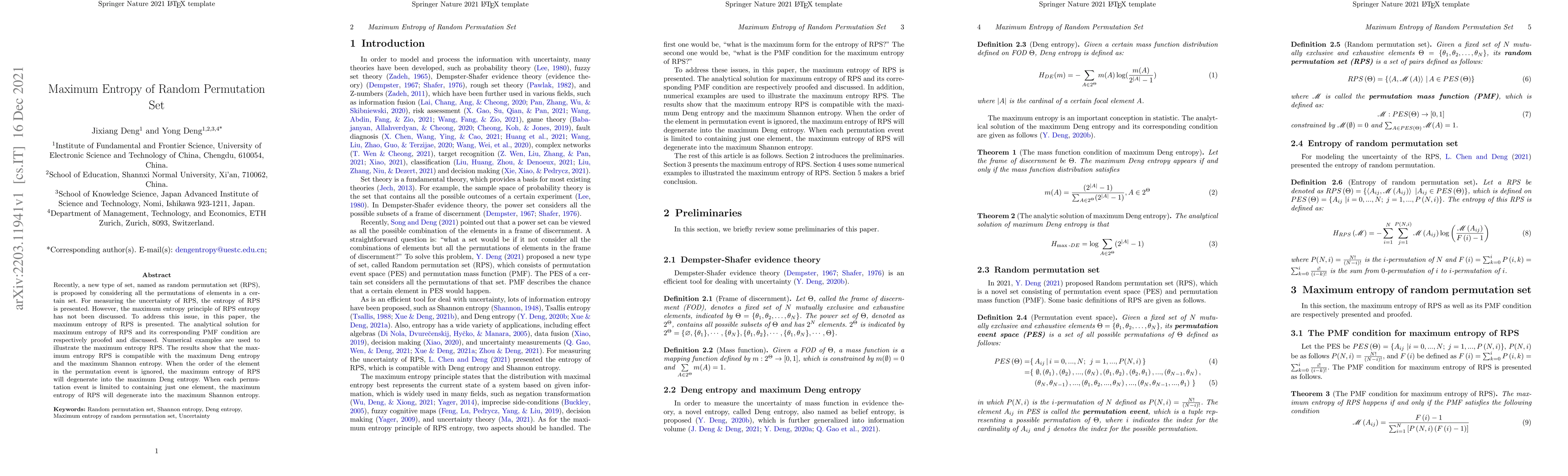 Thumbnail for Maximum Entropy of Random Permutation Set