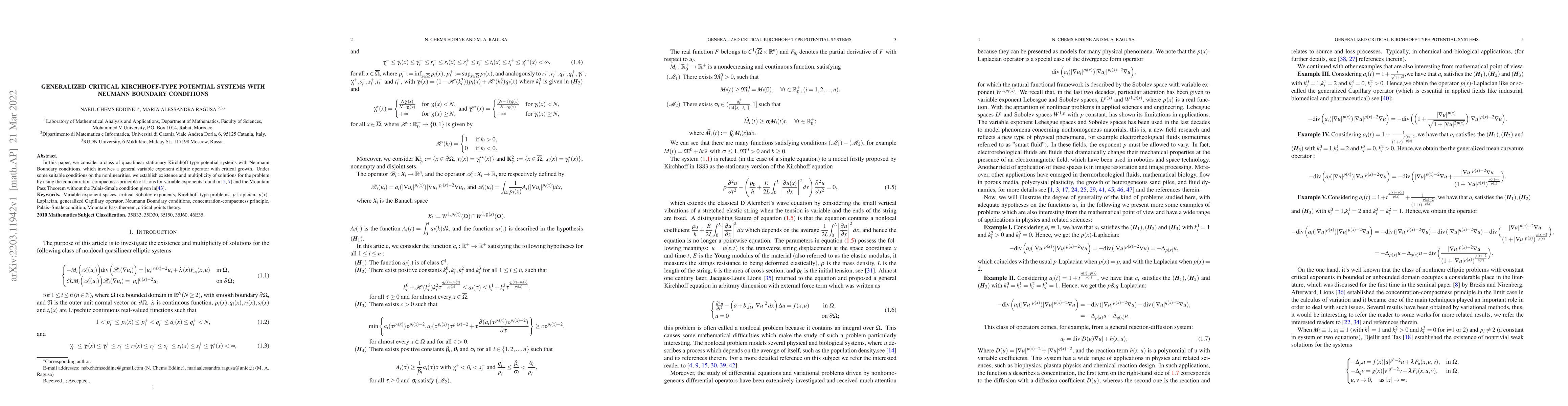 Thumbnail for Generalized critical Kirchhoff-type potential systems With Neumann
  Boundary conditions