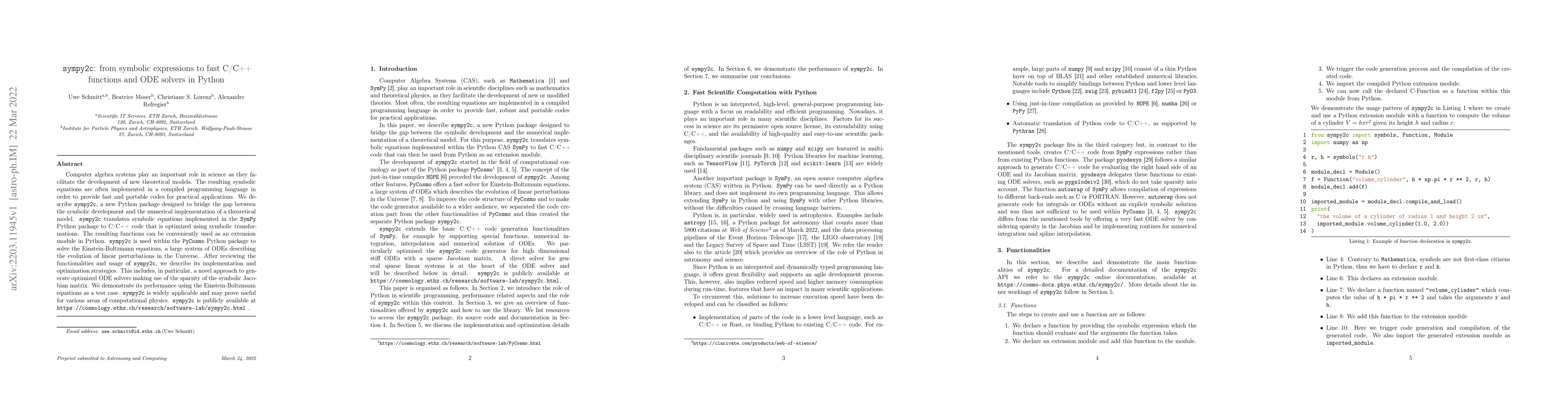 Thumbnail for sympy2c: from symbolic expressions to fast C/C++ functions and ODE
  solvers in Python