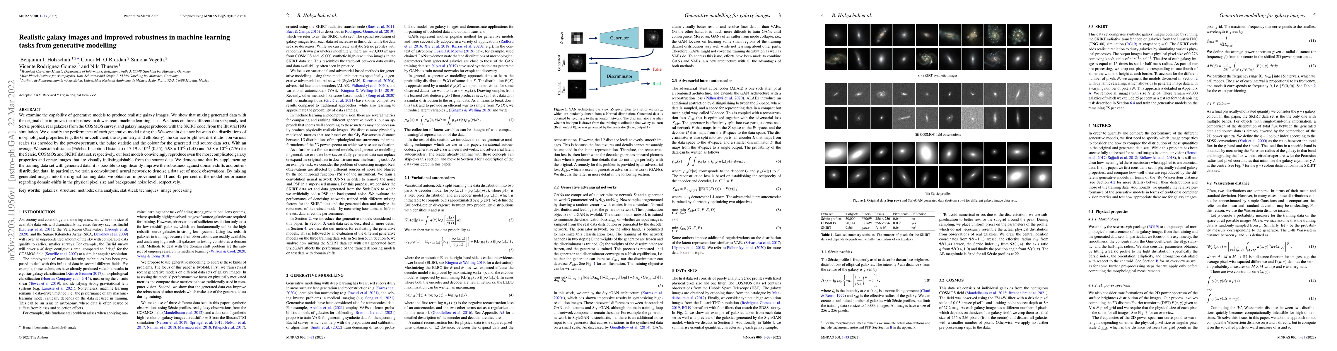 Thumbnail for Realistic galaxy images and improved robustness in machine learning
  tasks from generative modelling