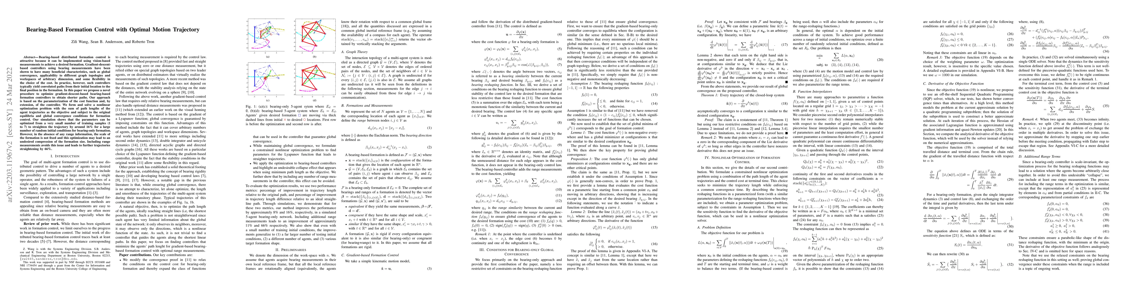 Thumbnail for Bearing-Based Formation Control with Optimal Motion Trajectory