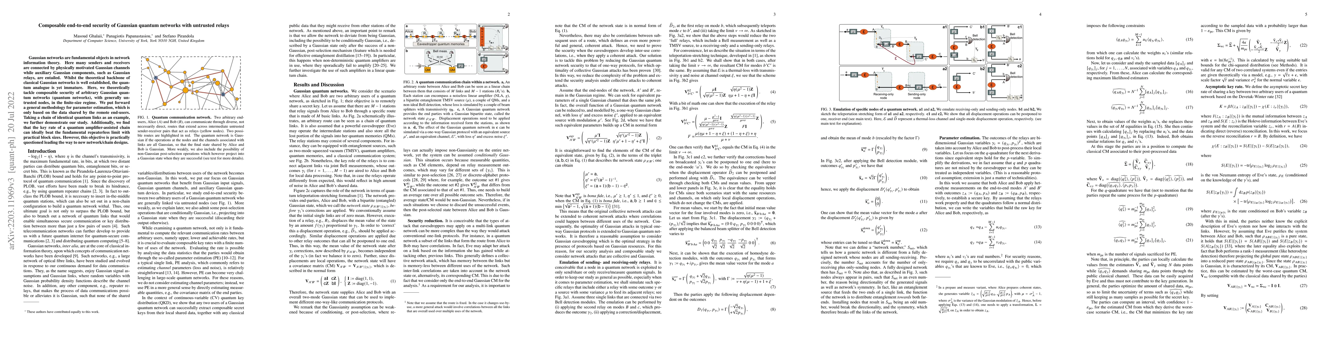 Thumbnail for Composable end-to-end security of Gaussian quantum networks with
  untrusted relays