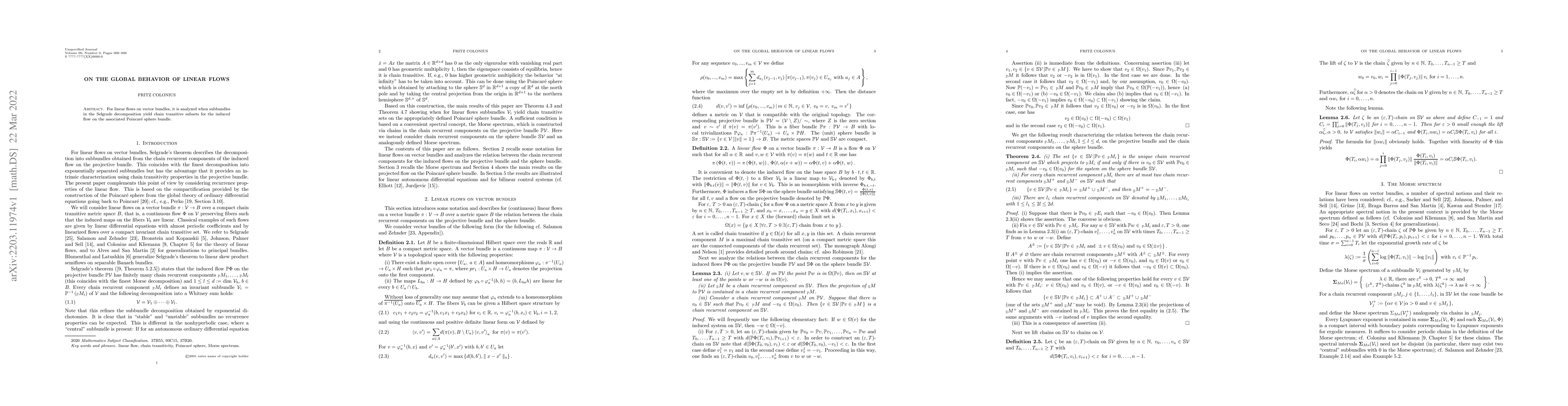 Thumbnail for On the global behavior of linear flows