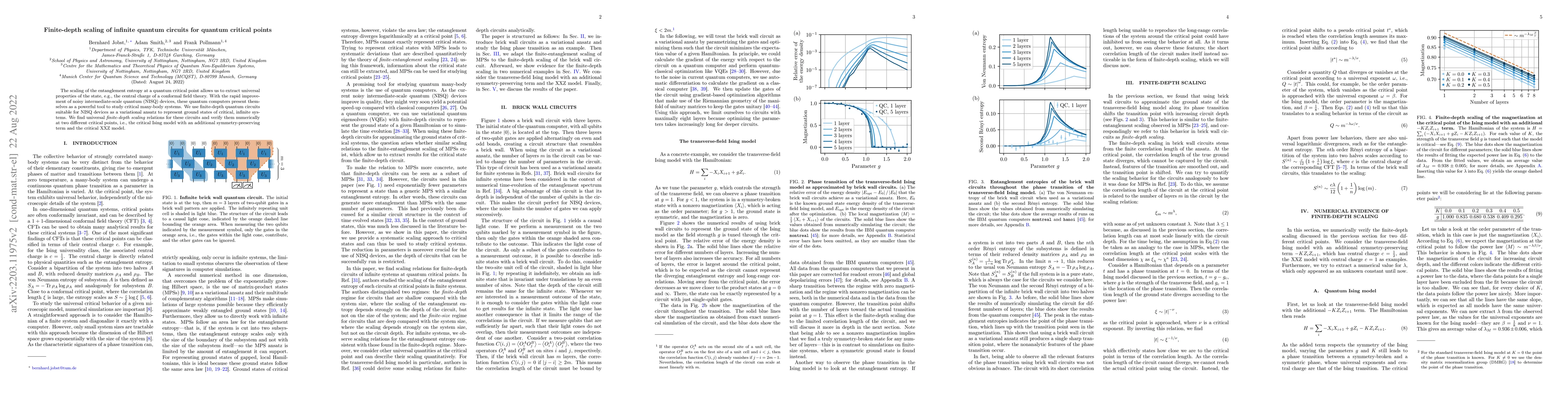 Thumbnail for Finite-depth scaling of infinite quantum circuits for quantum critical
  points