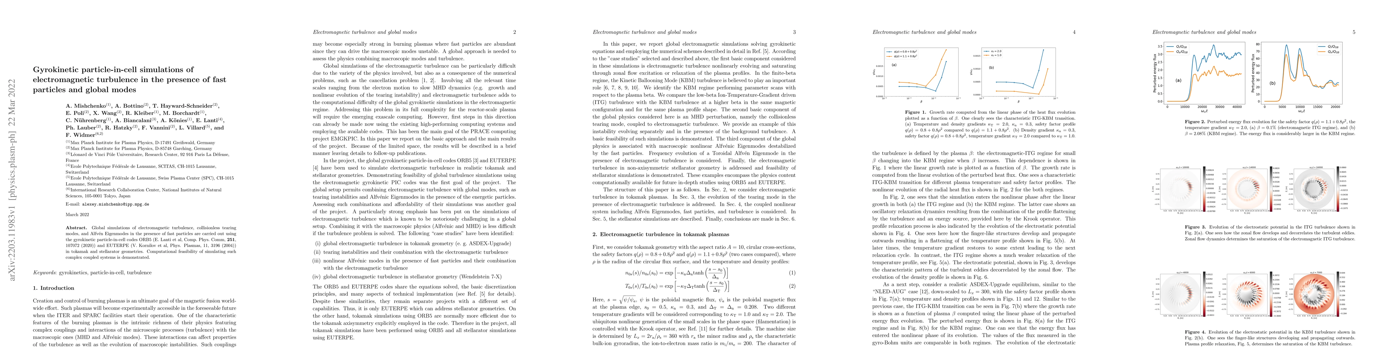 Thumbnail for Gyrokinetic particle-in-cell simulations of electromagnetic turbulence
  in the presence of fast particles and global modes