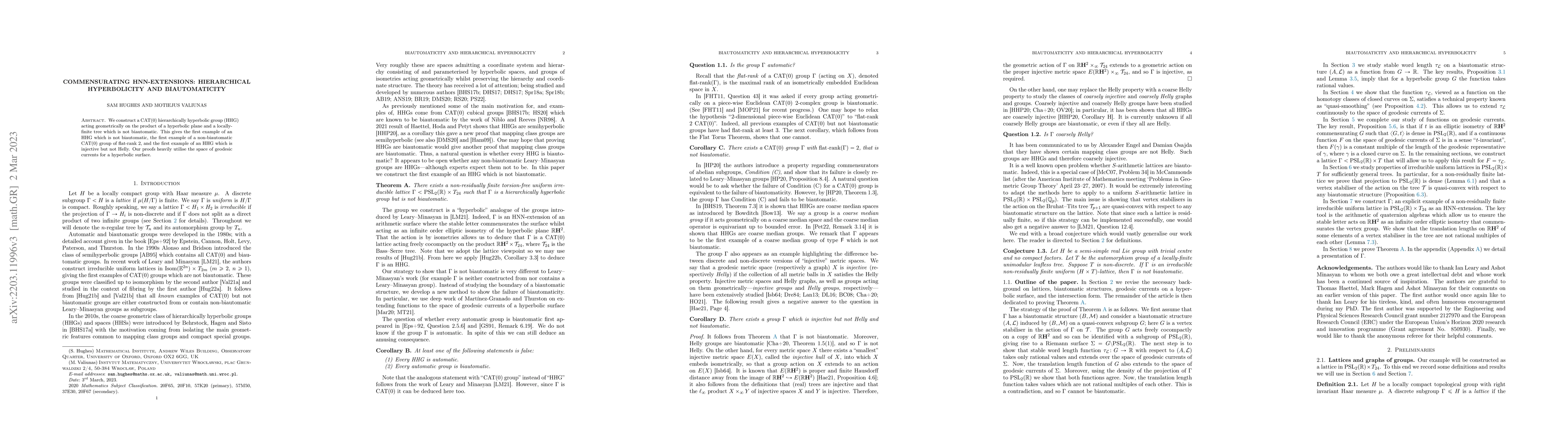 Thumbnail for Commensurating HNN-extensions: hierarchical hyperbolicity and
  biautomaticity