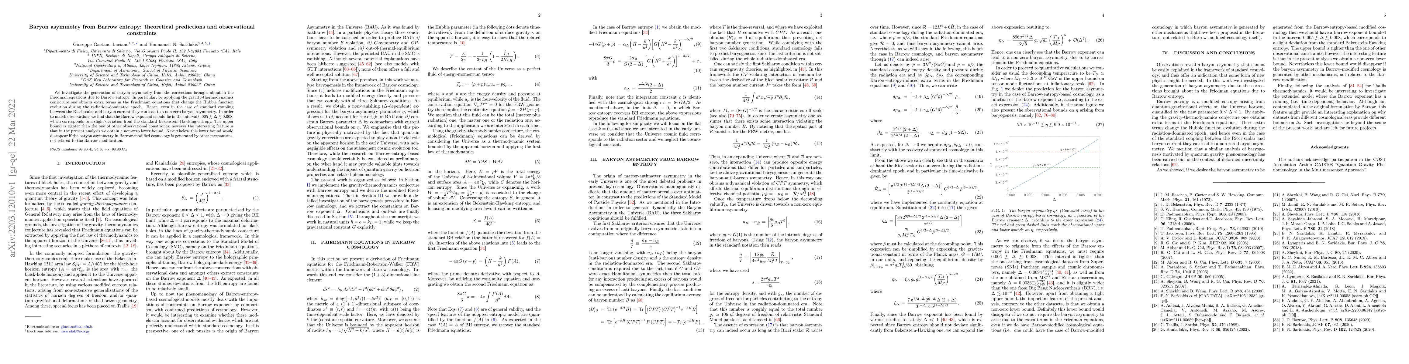 Thumbnail for Baryon asymmetry from Barrow entropy: theoretical predictions and
  observational constraints